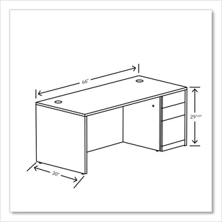 10500 Series Single Pedestal Desk, Right Pedestal: Box/Box/File, 66" x 30" x 29.5", Mahogany
