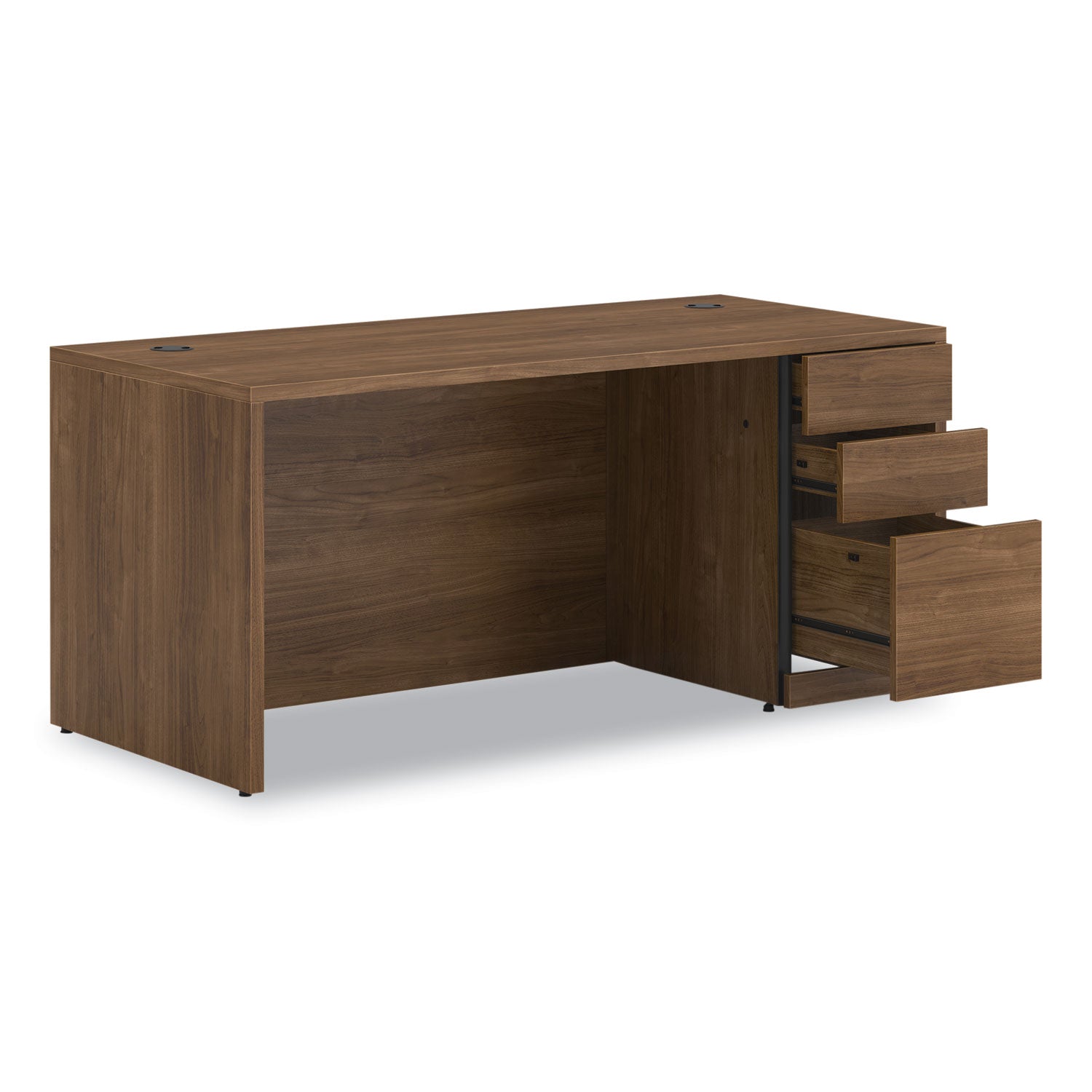 10500 Series Single Pedestal Desk, Right Pedestal: Box/Box/File, 66" x 30" x 29.5", Pinnacle