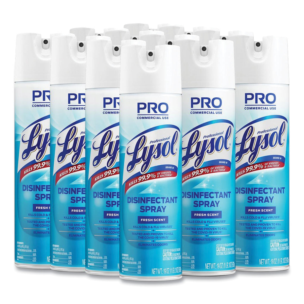 Disinfectant Spray, Fresh Scent, 19 oz Aerosol Spray, 12/Carton - 
