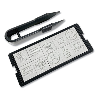 Printy 10-in-1 Self-Inking Teacher Stamp, Incudes 10 Dies, 0.63" Diameter, Blue/Red