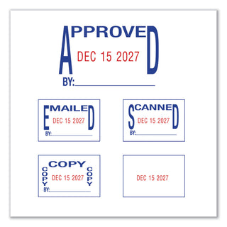 Printy Economy 5-in-1 Date Stamp, Self-Inking, 1.63" x 1", Blue/Red
