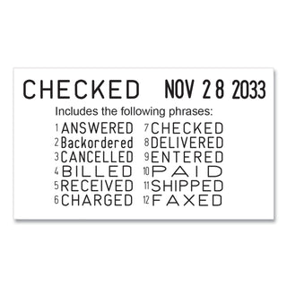 Printy Economy 12-Message Date Stamp, Self-Inking, 2" x 0.38", Black