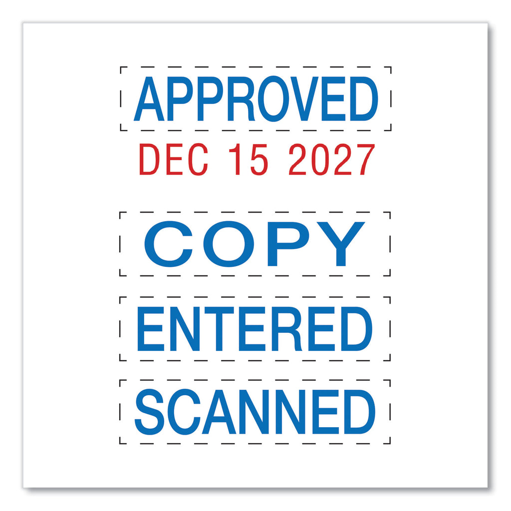 Printy Economy Micro 5-in-1 Date Stamp, Self-Inking, 1" x 0.75", Blue/Red