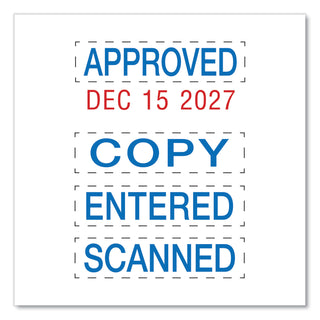 Printy Economy Micro 5-in-1 Date Stamp, Self-Inking, 1" x 0.75", Blue/Red