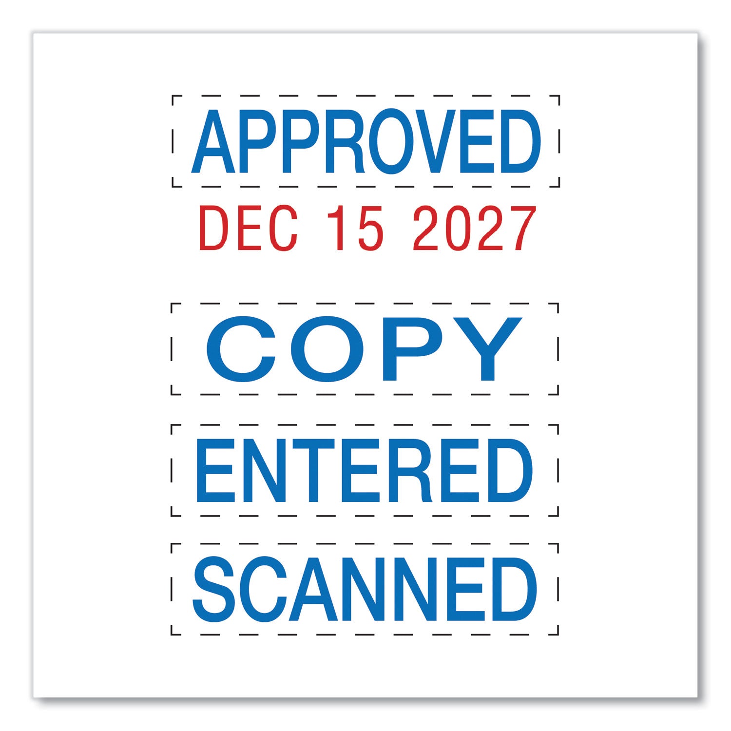 Printy Economy Micro 5-in-1 Date Stamp, Self-Inking, 1" x 0.75", Blue/Red