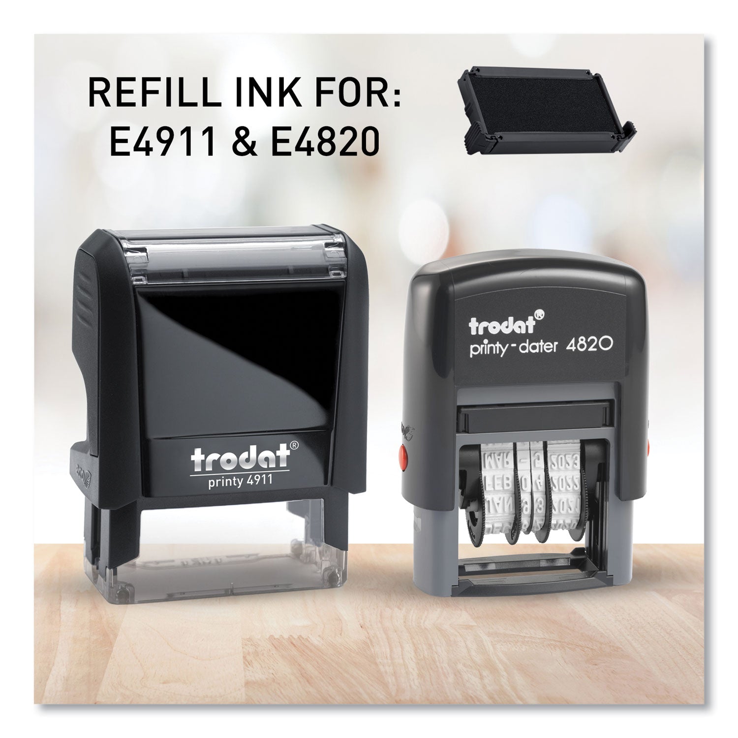 T4911 Printy Replacement Pad for Trodat Self-Inking Stamps, 1.5" x 0.56", Black