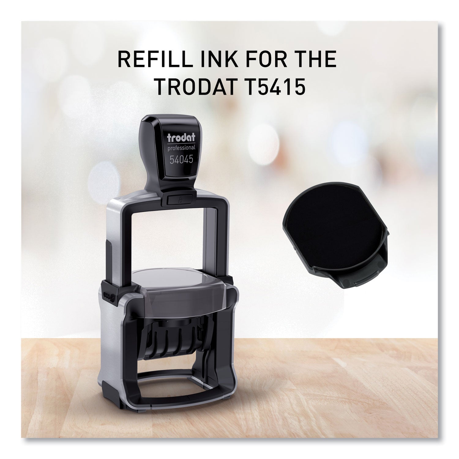 T5415 Professional Replacement Ink Pad for Trodat Custom Self-Inking Stamps, 1.75" Diameter, Black - 