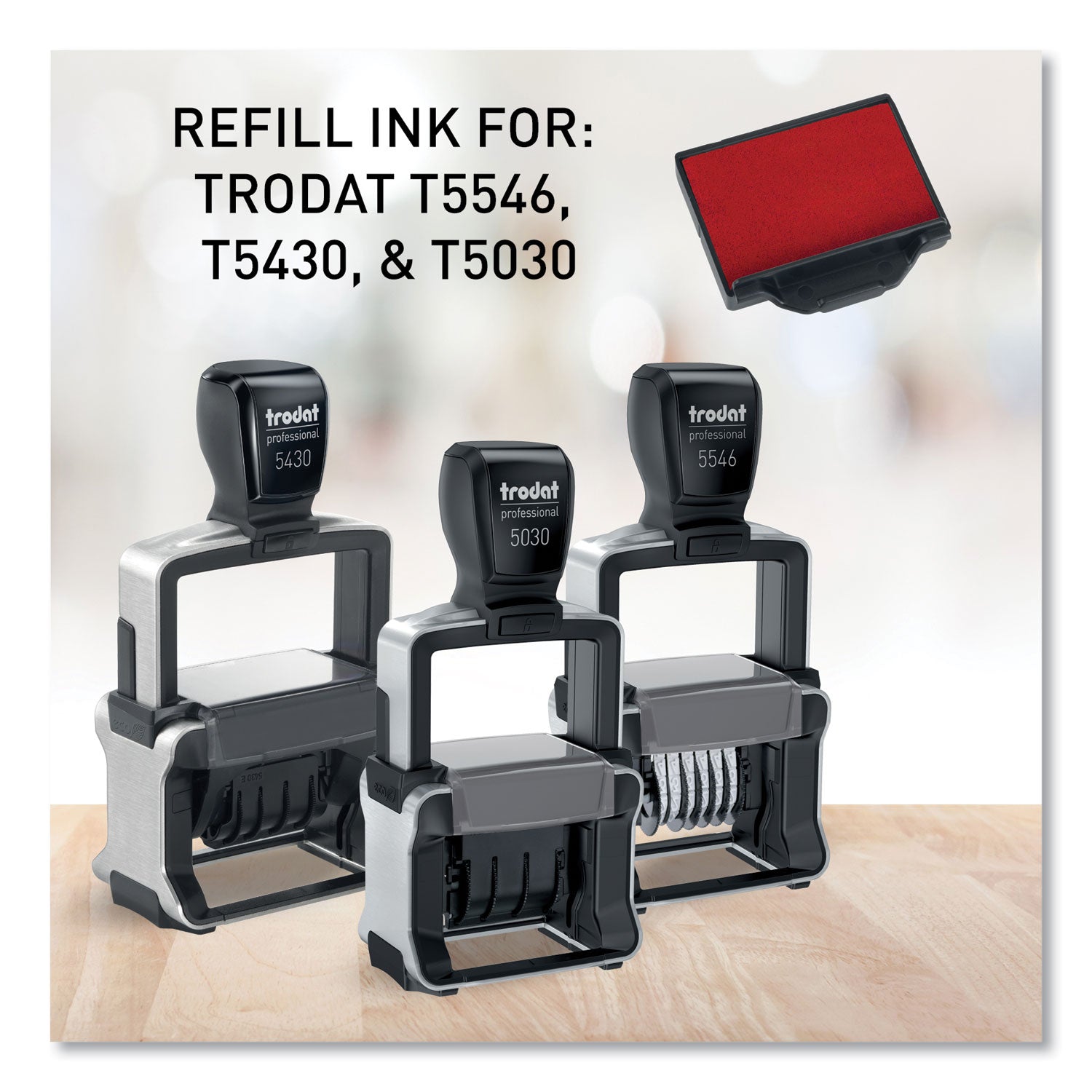 T5430 Professional Replacement Ink Pad for Trodat Custom Self-Inking Stamps, 1" x 1.63", Red