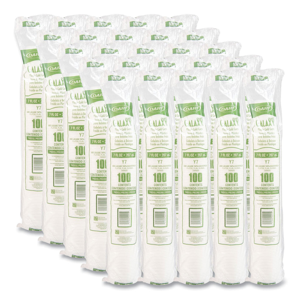 High-Impact Polystyrene Cold Cups, 7 oz, Translucent, Clear, 100/Pack