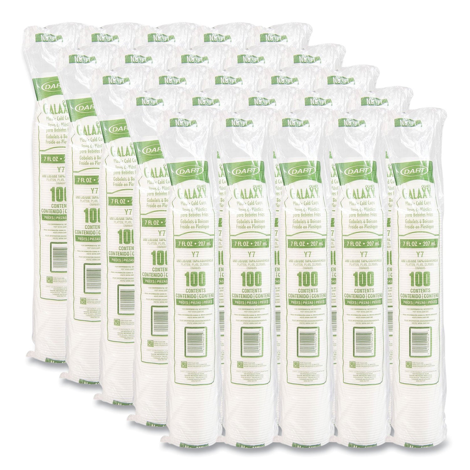 High-Impact Polystyrene Cold Cups, 7 oz, Translucent, Clear, 100/Pack