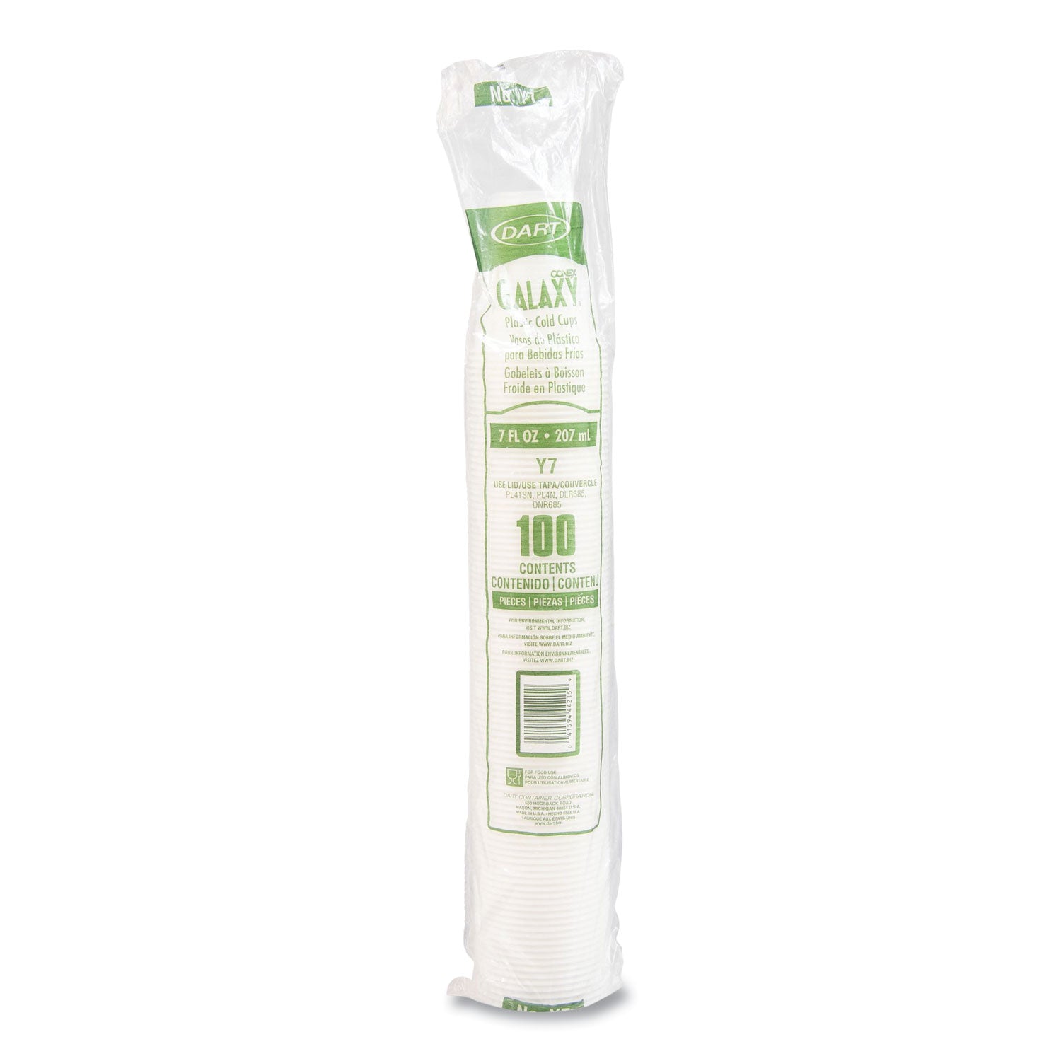 High-Impact Polystyrene Cold Cups, 7 oz, Translucent, Clear, 100/Pack