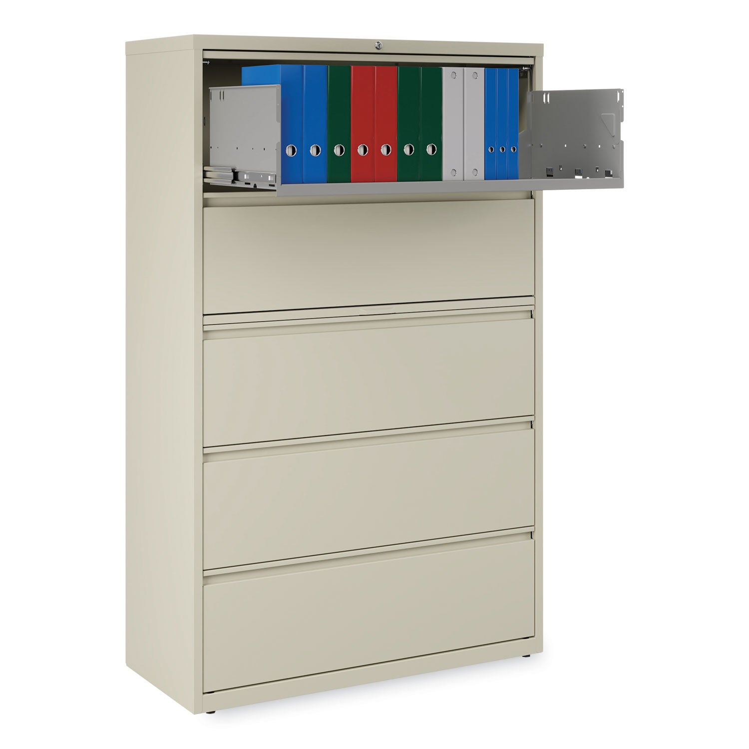 Lateral File, 5 Legal/Letter/A4/A5-Size File Drawers, Putty, 42" x 18.63" x 67.63