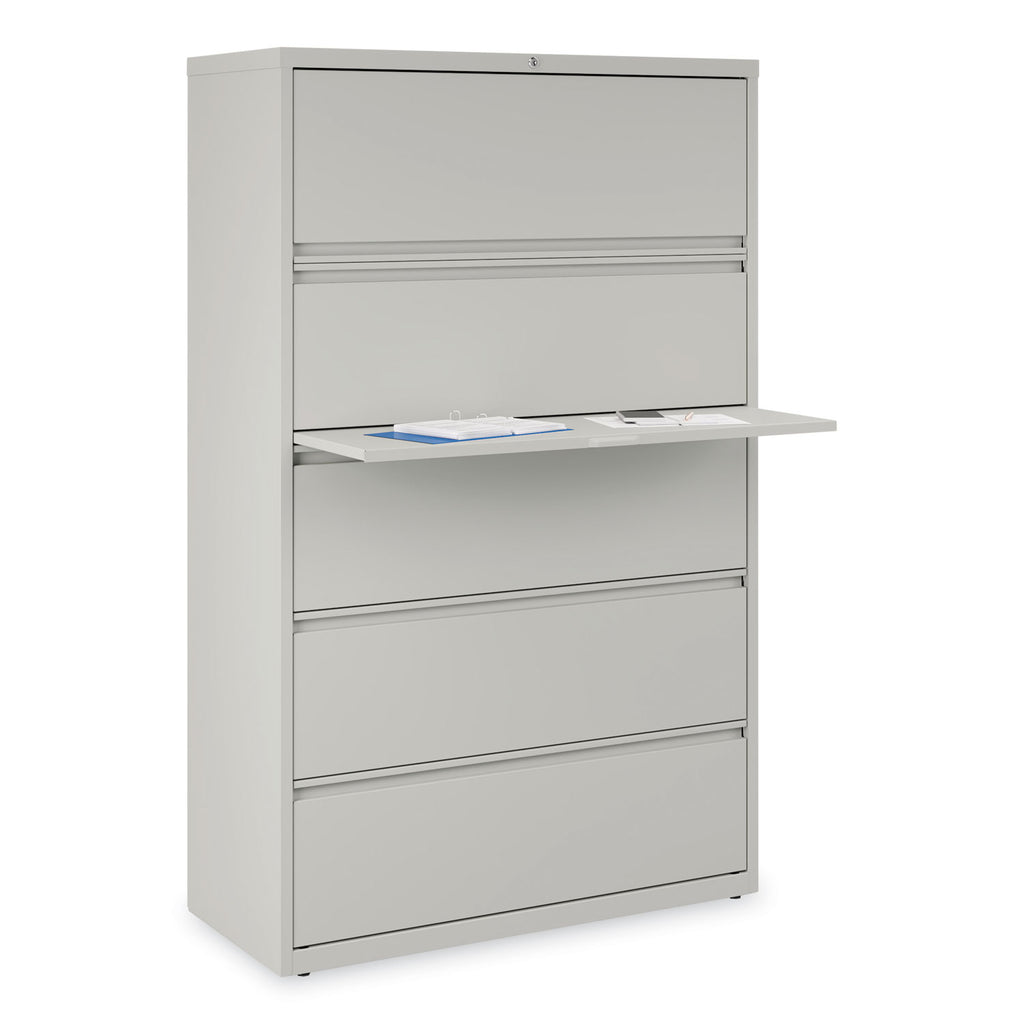 Lateral File, 5 Legal/Letter/A4/A5-Size File Drawers, 1 Roll-Out Posting Shelf, Light Gray, 42" x 18.63" x 67.63