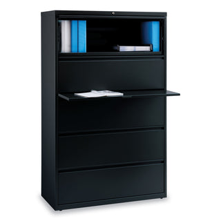Lateral File, 5 Legal/Letter/A4/A5-Size File Drawers, Black, 42" x 18.63" x 67.63