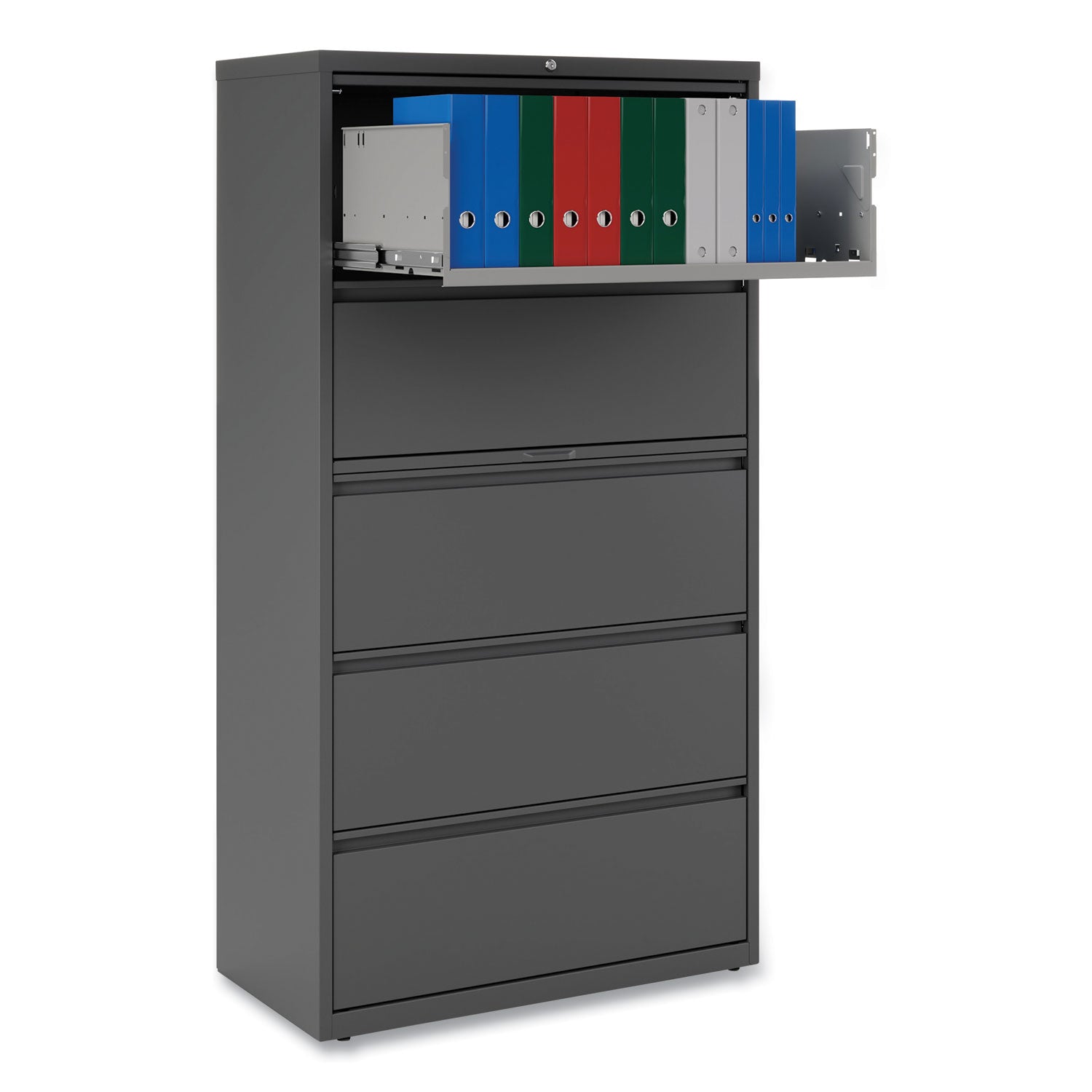 Lateral File, 5 Legal/Letter/A4/A5-Size File Drawers, Black, 36" x 18.63" x 67.63