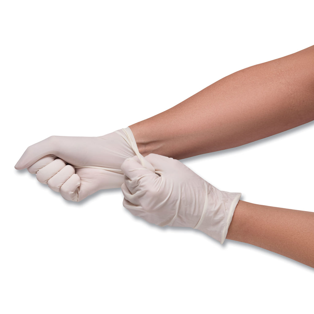 Stretch Vinyl Examination Gloves, Cream, Medium, 100/Box