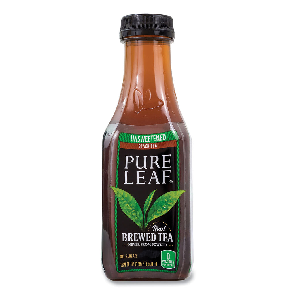Pure Leaf Unsweetened Iced Black Tea, 16.9 oz Bottle, 18/Carton, Ships in 1-3 Business Days