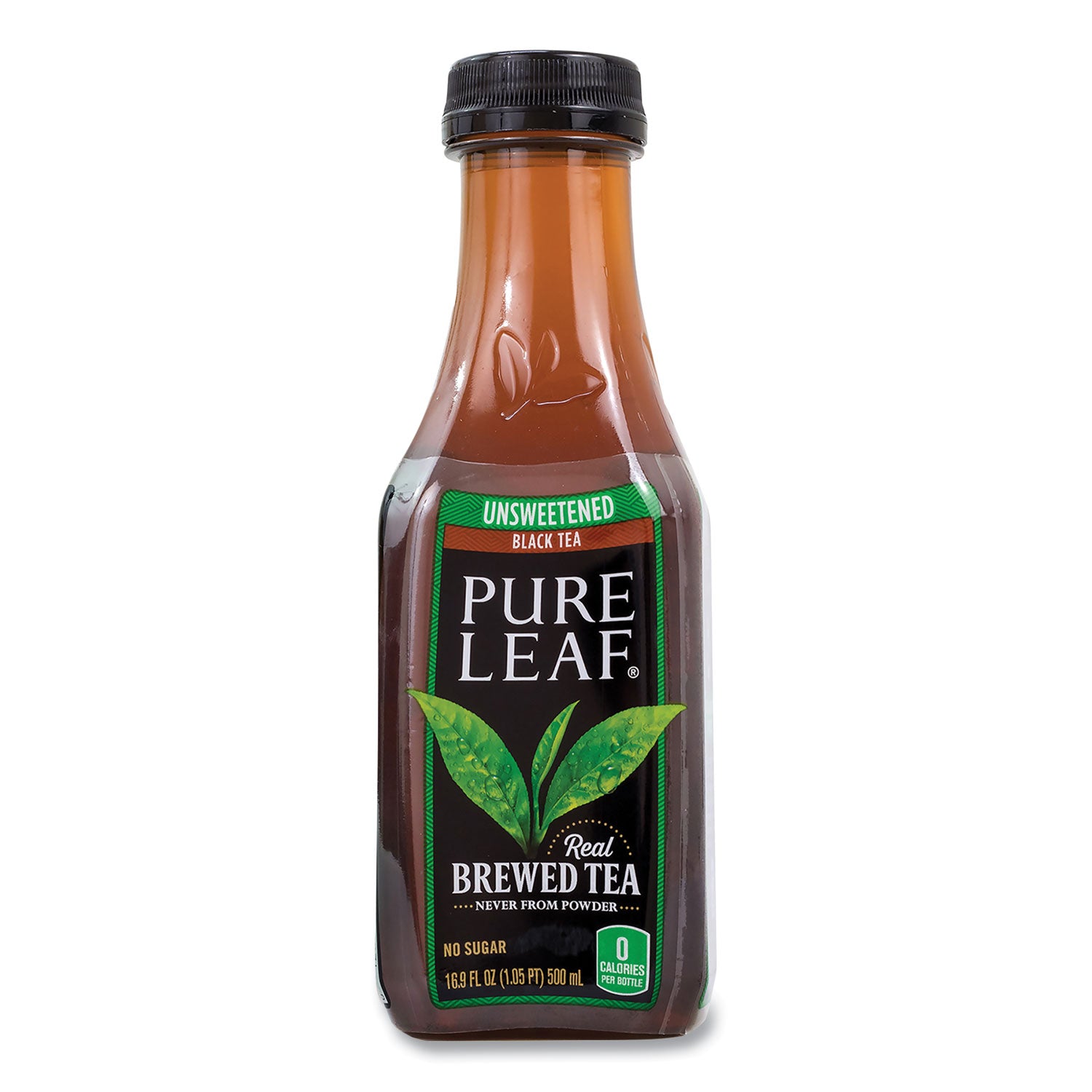 Pure Leaf Unsweetened Iced Black Tea, 16.9 oz Bottle, 18/Carton, Ships in 1-3 Business Days