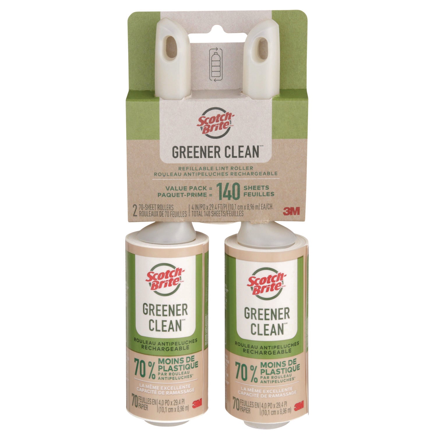 greener-clean-lint-roller-4-x-294-ft-70-sheets-roll-2-pack_mmm841rs70tp - 1