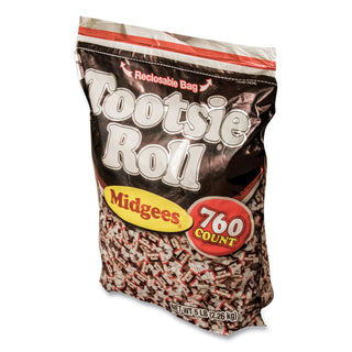 Tootsie Roll Midgees Candy - Assorted - Individually Wrapped, Resealable Container - 5 lb - 1 Bag - 760 Per Bag