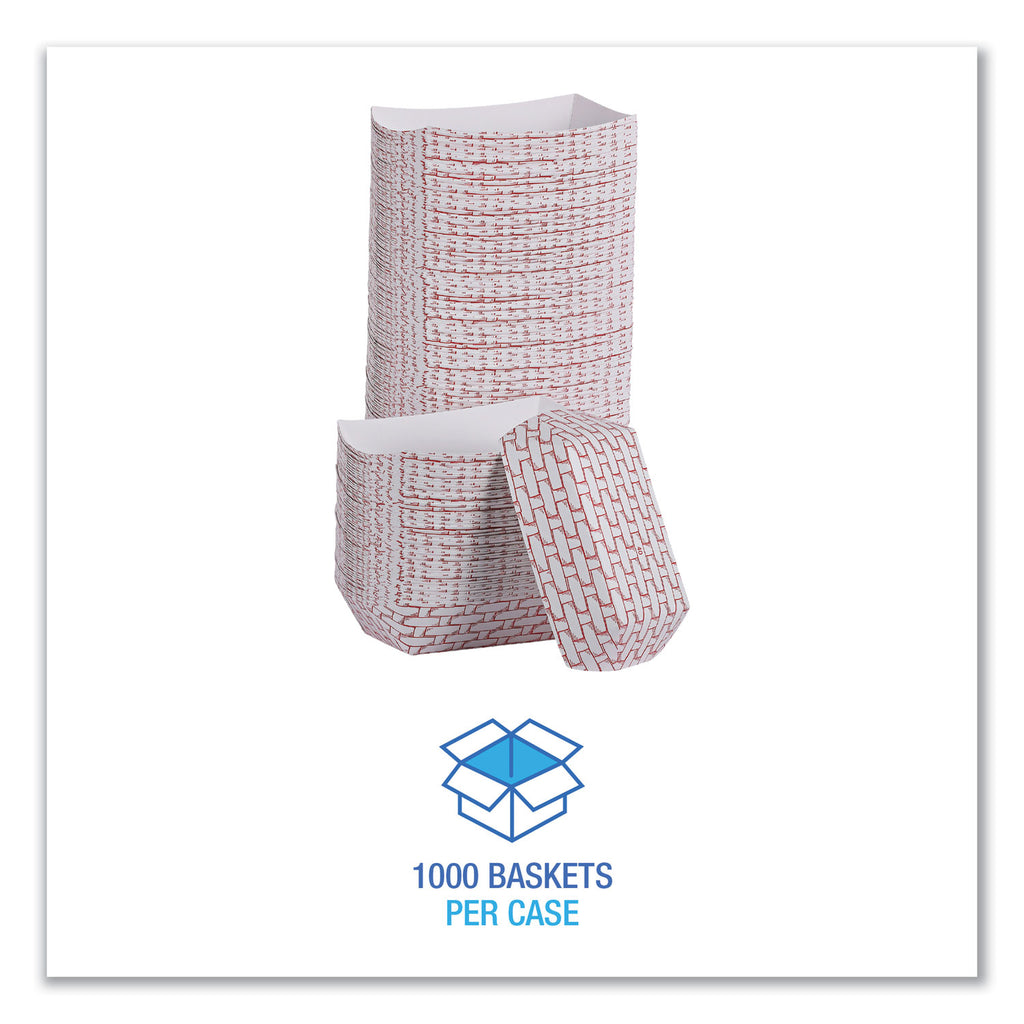 Paper Food Baskets, 6 oz Capacity, 3.78 x 4.3 x 1.08, Red/White, 1,000/Carton
