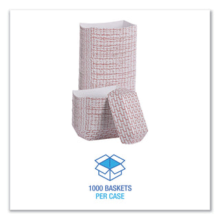 Paper Food Baskets, 6 oz Capacity, 3.78 x 4.3 x 1.08, Red/White, 1,000/Carton
