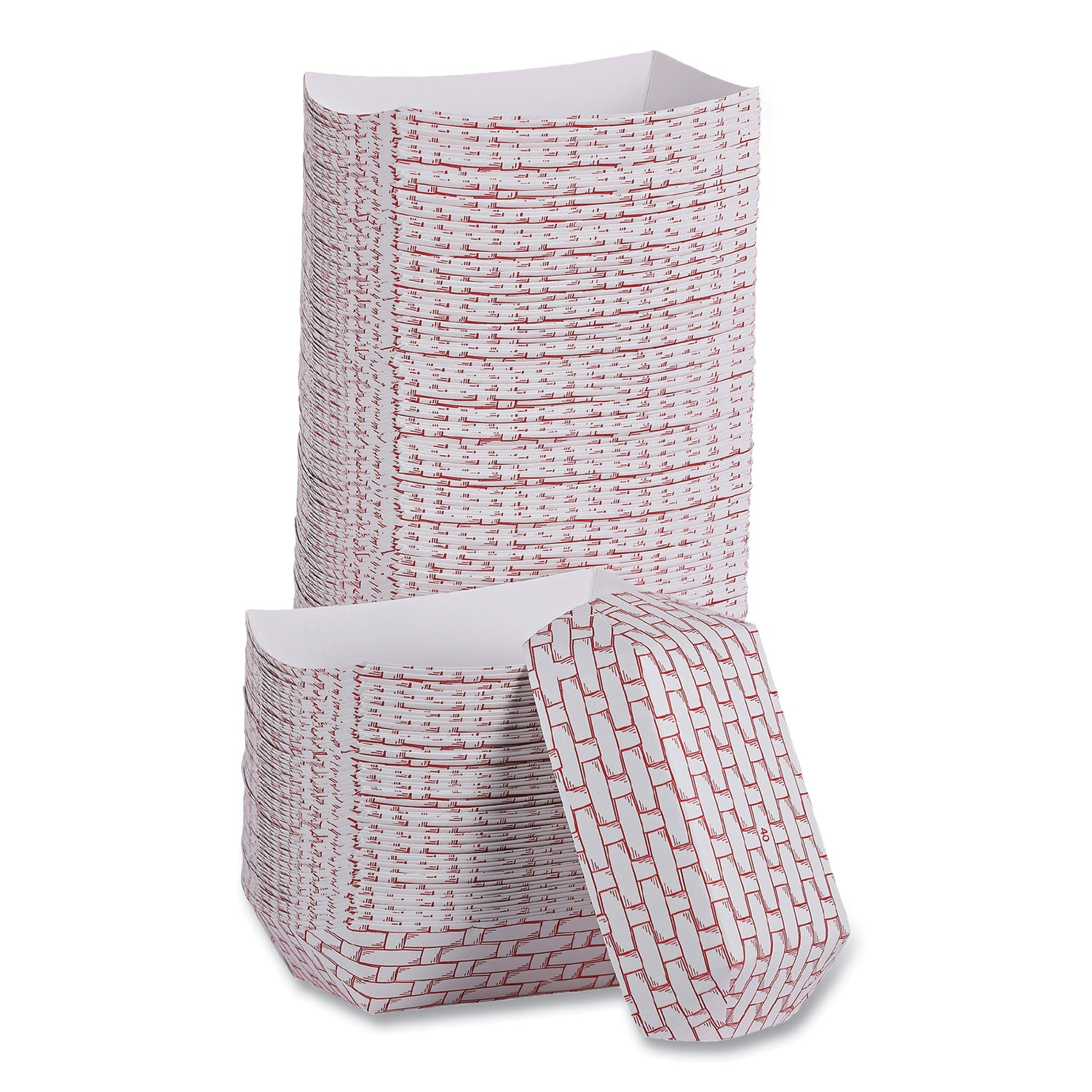Paper Food Baskets, 6 oz Capacity, 3.78 x 4.3 x 1.08, Red/White, 1,000/Carton - 