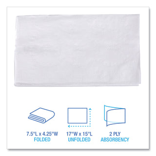 1/8-Fold Dinner Napkins, 2-Ply, 15 x 17, White, 300/Pack, 10 Packs/Carton