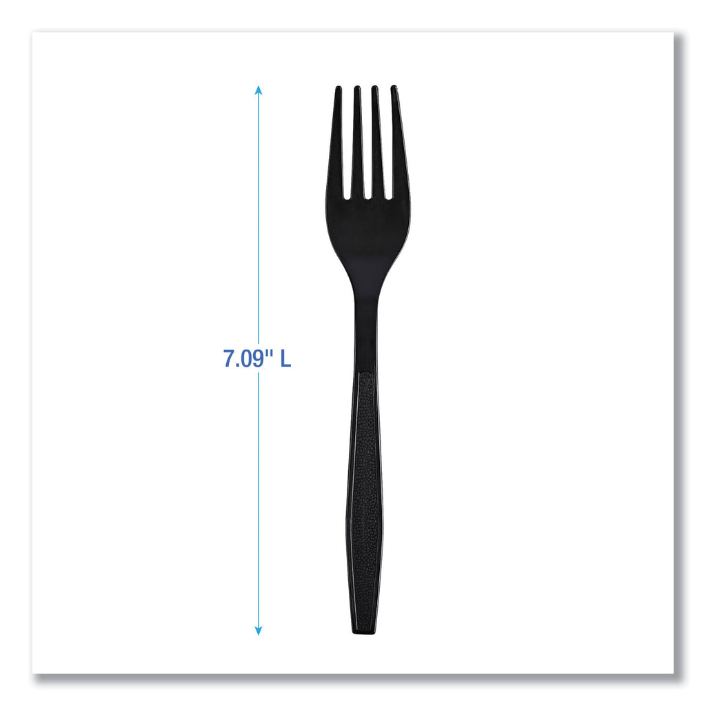 Heavyweight Wrapped Polypropylene Cutlery, Fork, Black, 1,000/Carton