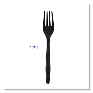 Heavyweight Wrapped Polypropylene Cutlery, Fork, Black, 1,000/Carton