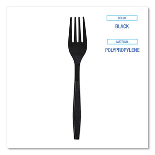 Heavyweight Wrapped Polypropylene Cutlery, Fork, Black, 1,000/Carton