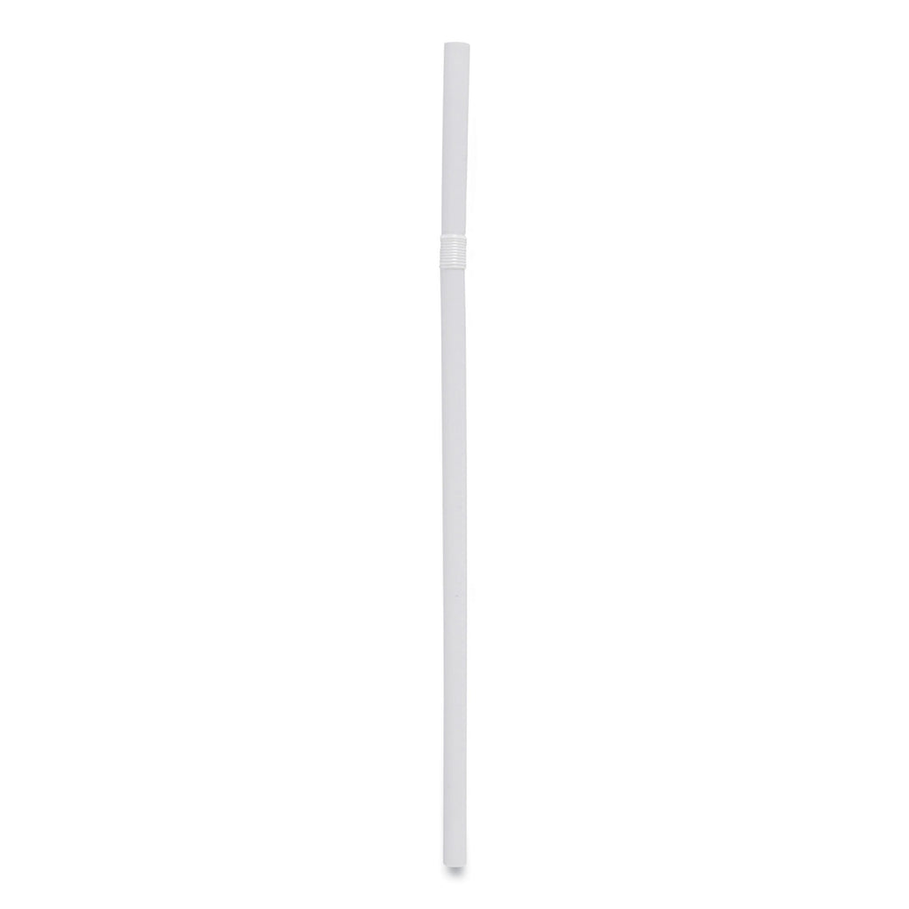 Flexible Wrapped Straws, 7.75", Plastic, White, 500/Pack, 20 Packs/Carton