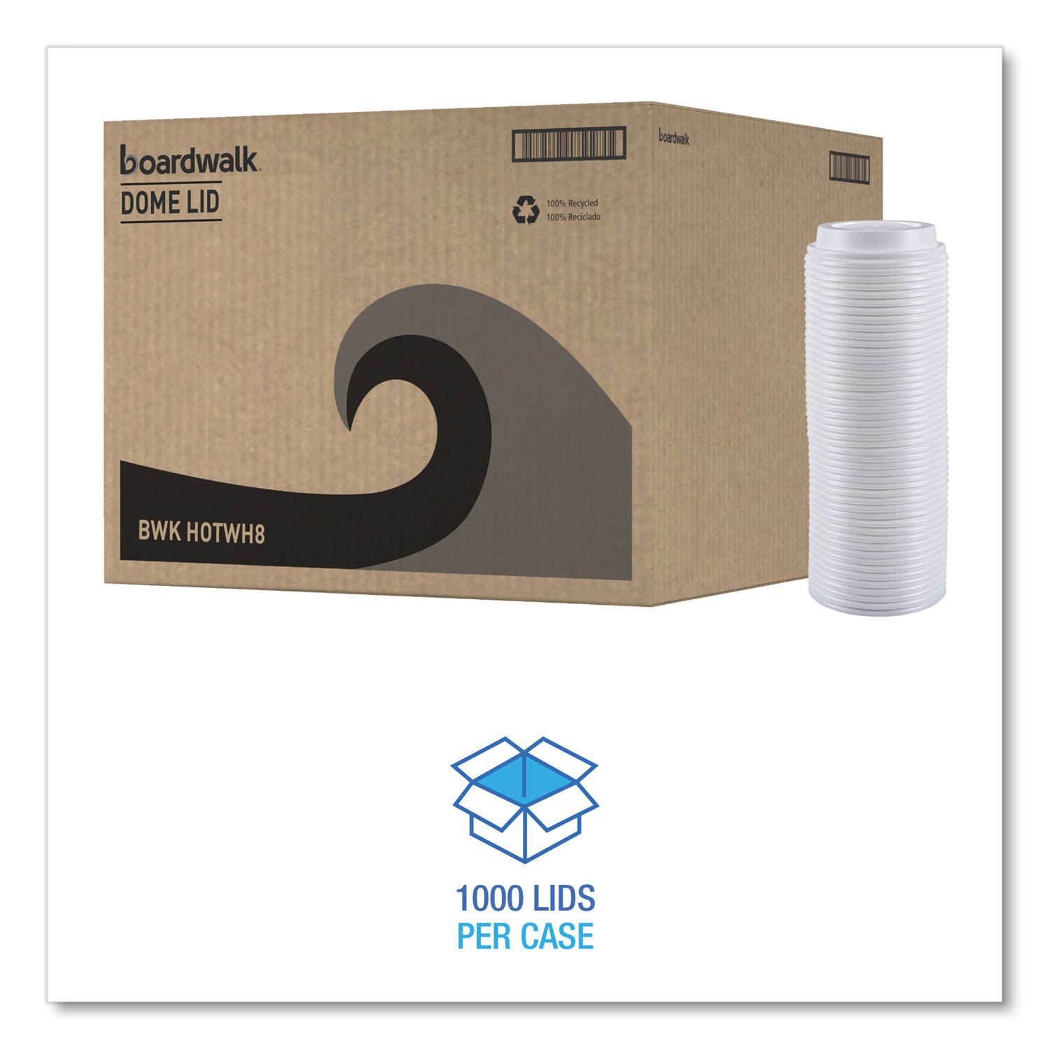 Hot Cup Lids, Fits 8 oz Hot Cups, White, 50/Sleeve, 20 Sleeves/Carton