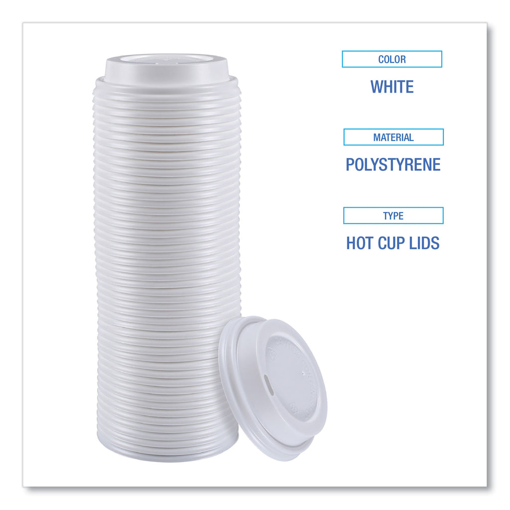 Hot Cup Lids, Fits 8 oz Hot Cups, White, 50/Sleeve, 20 Sleeves/Carton