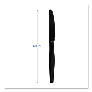 Heavyweight Polystyrene Cutlery, Knife, Black, 1000/Carton