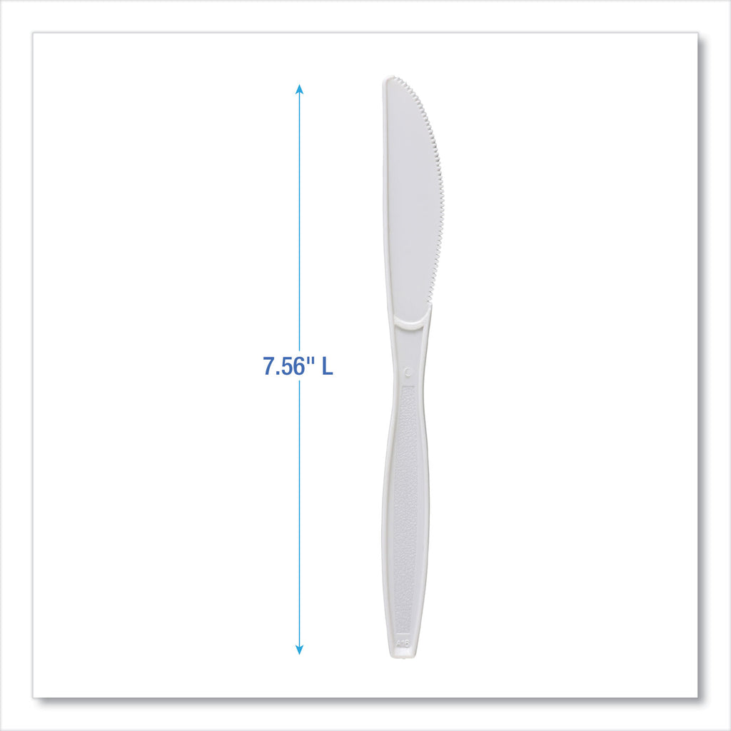 Heavyweight Polypropylene Cutlery, Knife, White, 1000/Carton