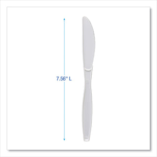 Heavyweight Polypropylene Cutlery, Knife, White, 1000/Carton