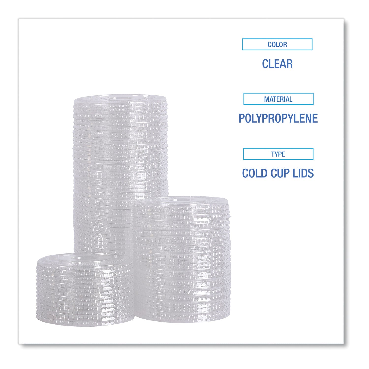 PET Cold Cup Lids, Fits 12 oz Squat and 14 to 24 oz Plastic Cups, Clear, 100/Sleeve, 10 Sleeves/Carton