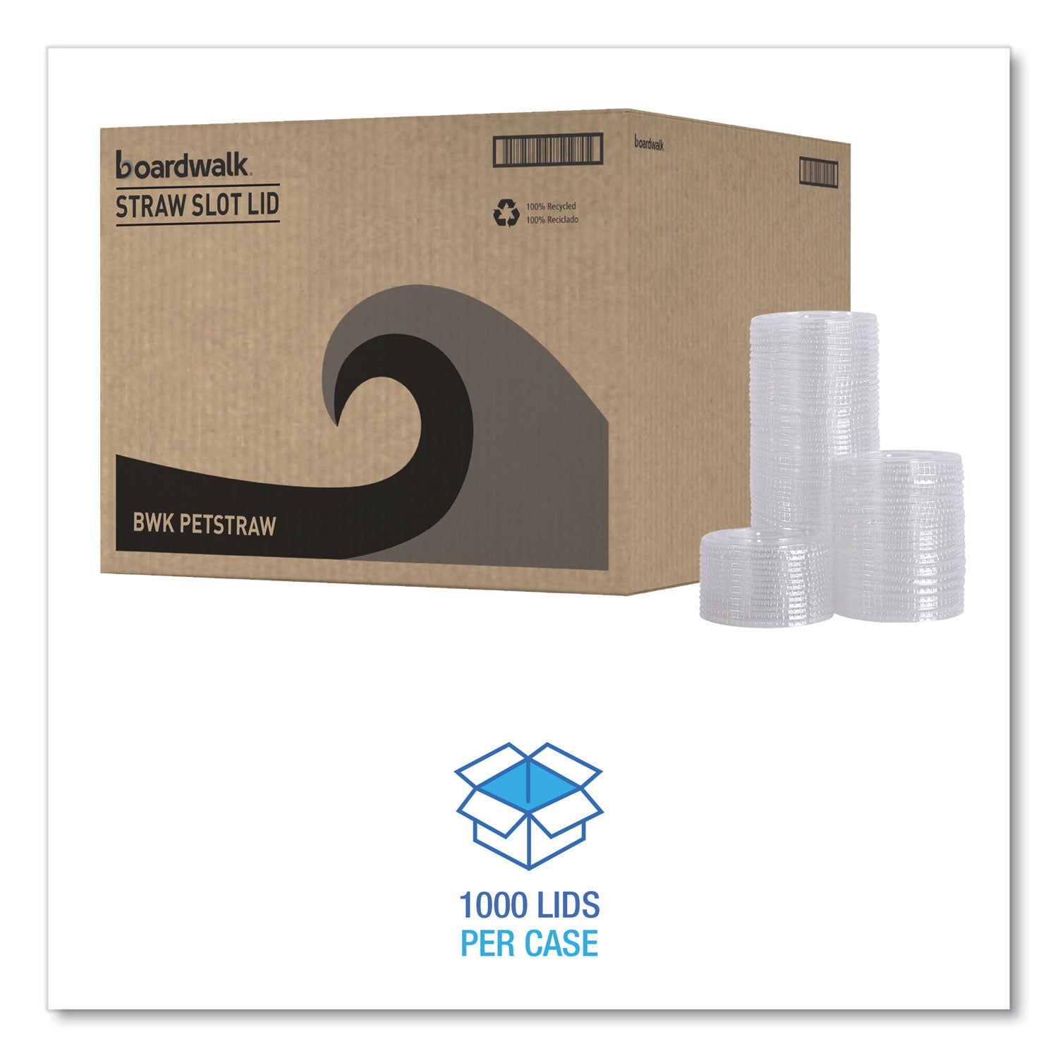 PET Cold Cup Lids, Fits 12 oz Squat and 14 to 24 oz Plastic Cups, Clear, 100/Sleeve, 10 Sleeves/Carton