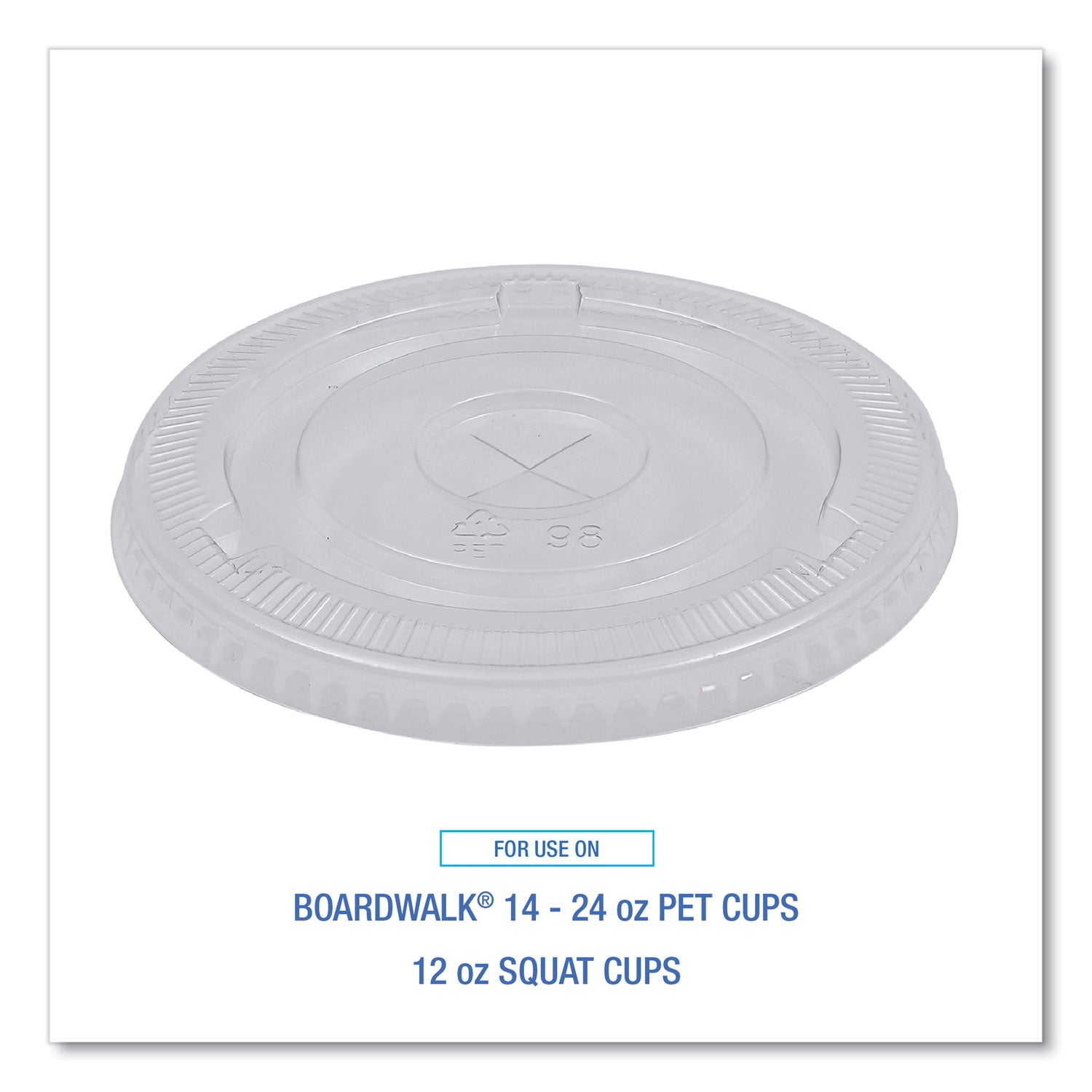 PET Cold Cup Lids, Fits 12 oz Squat and 14 to 24 oz Plastic Cups, Clear, 100/Sleeve, 10 Sleeves/Carton