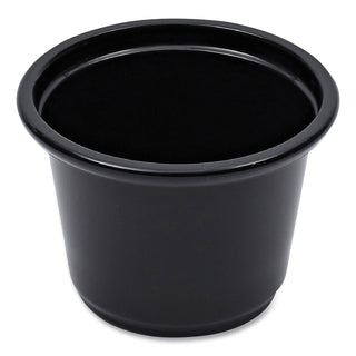 Souffle/Portion Cups, 1 oz, Polypropylene, Black, 20 Cups/Sleeve, 125 Sleeves/Carton