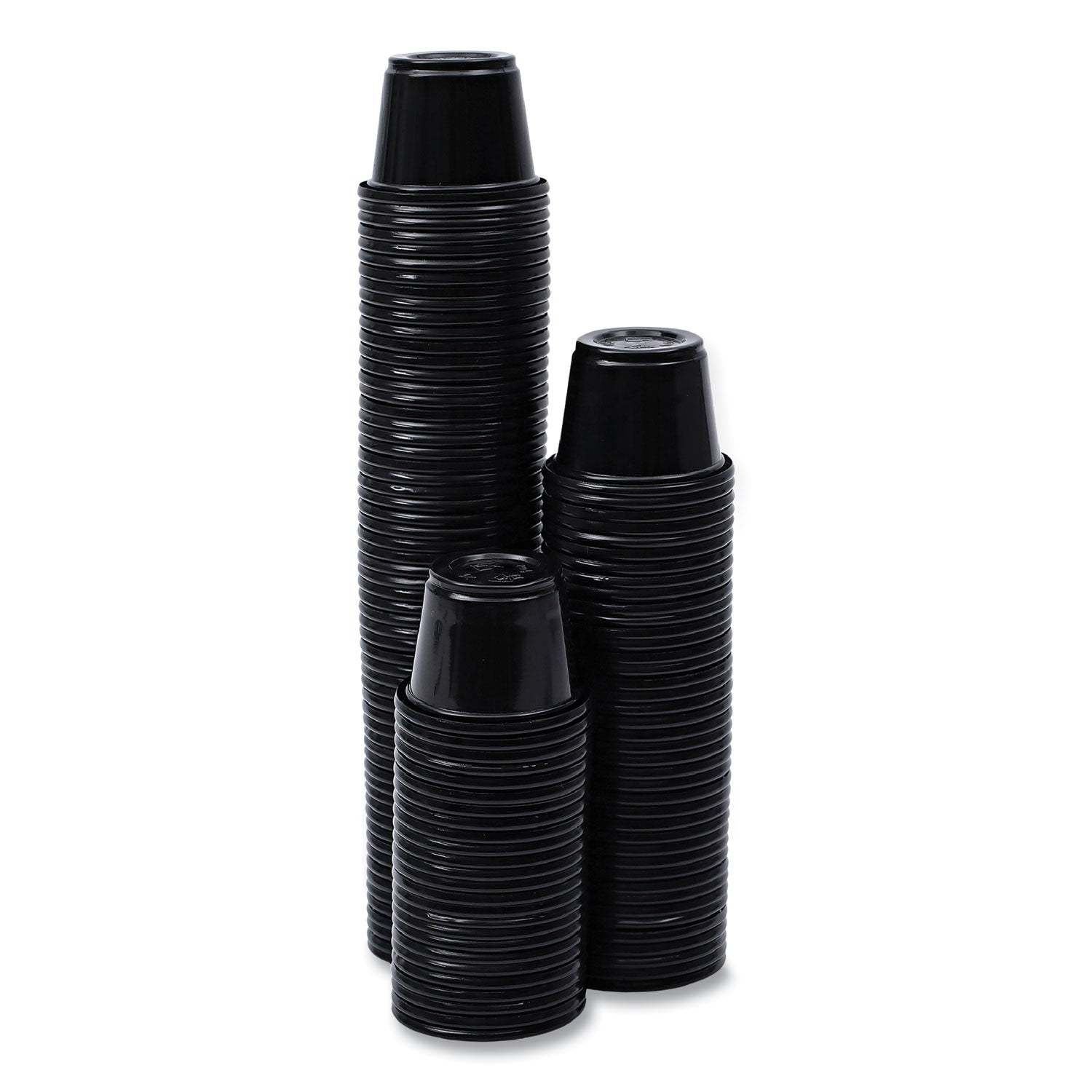 Souffle/Portion Cups, 1 oz, Polypropylene, Black, 20 Cups/Sleeve, 125 Sleeves/Carton