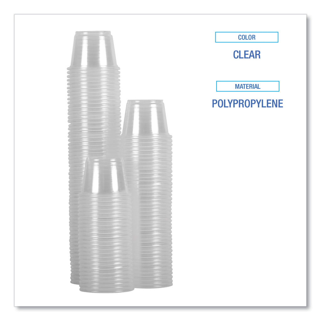 Souffle/Portion Cups, 1 oz, Polypropylene, Clear, 20 Cups/Sleeve, 125 Sleeves/Carton