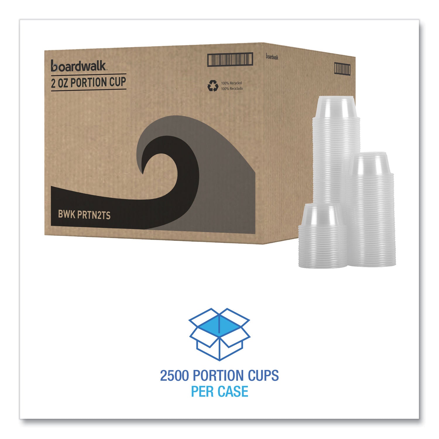 Souffle/Portion Cups, 2 oz, Polypropylene, Clear, 20 Cups/Sleeve, 125 Sleeves/Carton