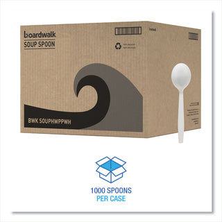 Heavyweight Polypropylene Cutlery, Soup Spoon, White, 1000/Carton