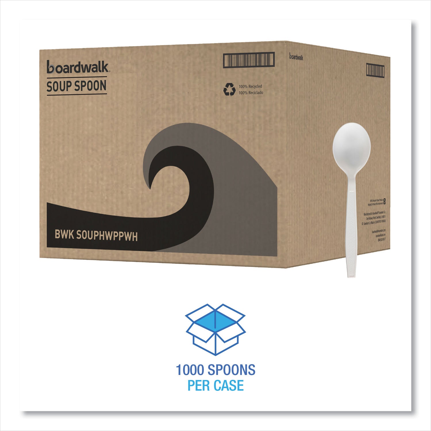 Heavyweight Polypropylene Cutlery, Soup Spoon, White, 1000/Carton