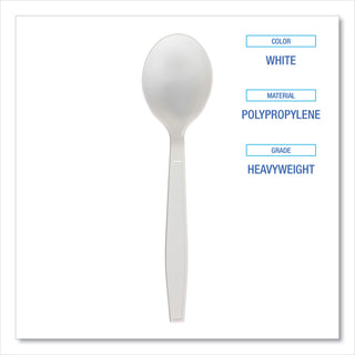 Heavyweight Polypropylene Cutlery, Soup Spoon, White, 1000/Carton