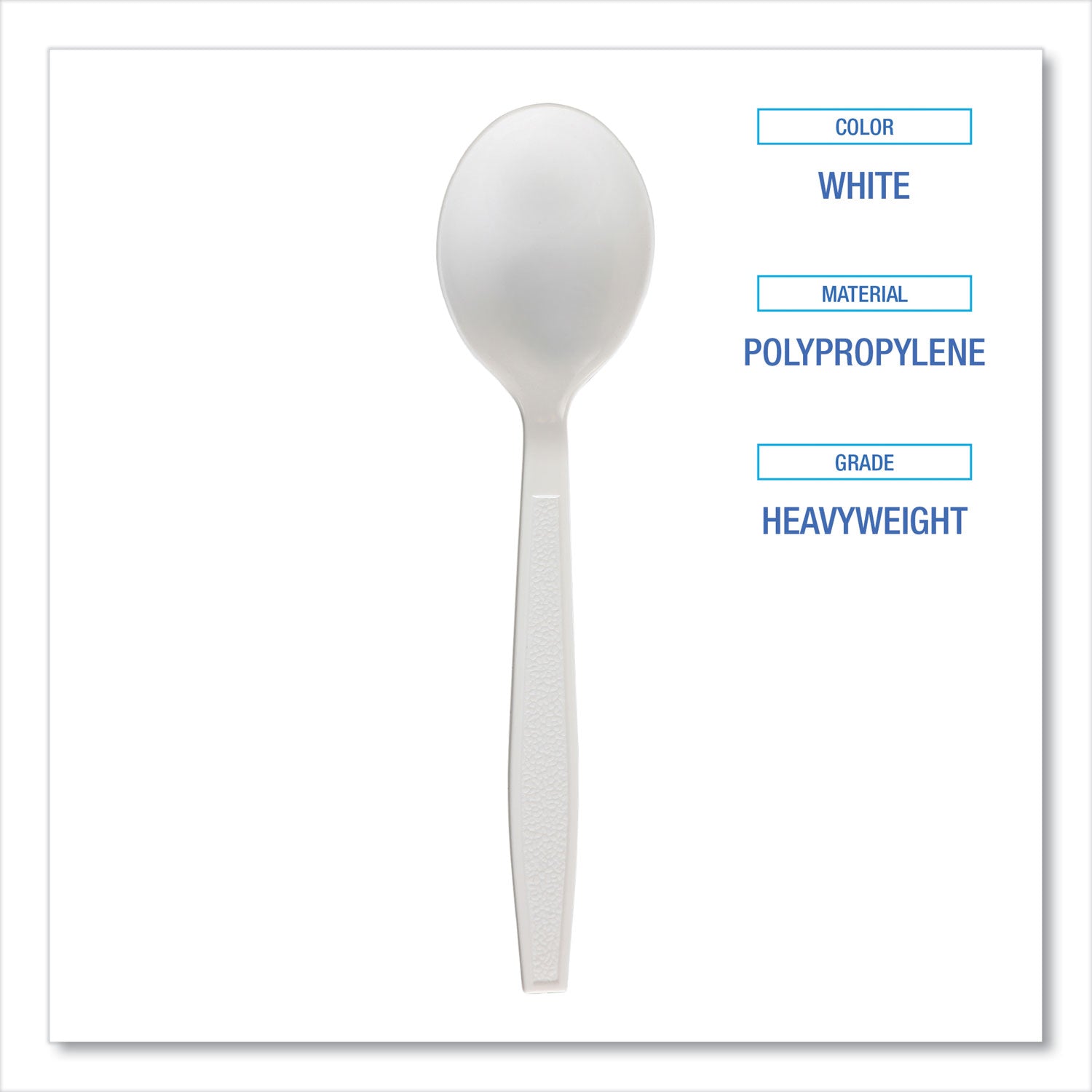 Heavyweight Polypropylene Cutlery, Soup Spoon, White, 1000/Carton