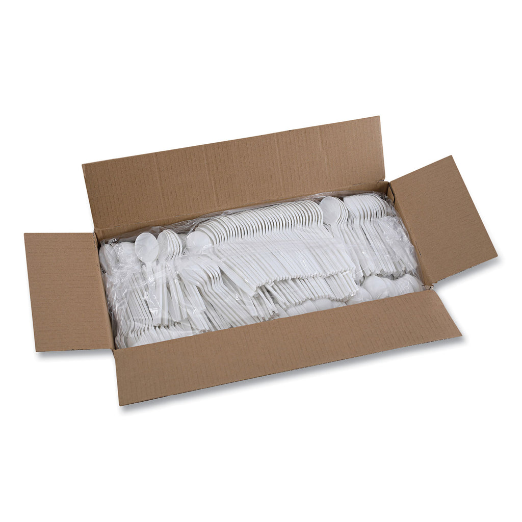 Heavyweight Polypropylene Cutlery, Soup Spoon, White, 1000/Carton