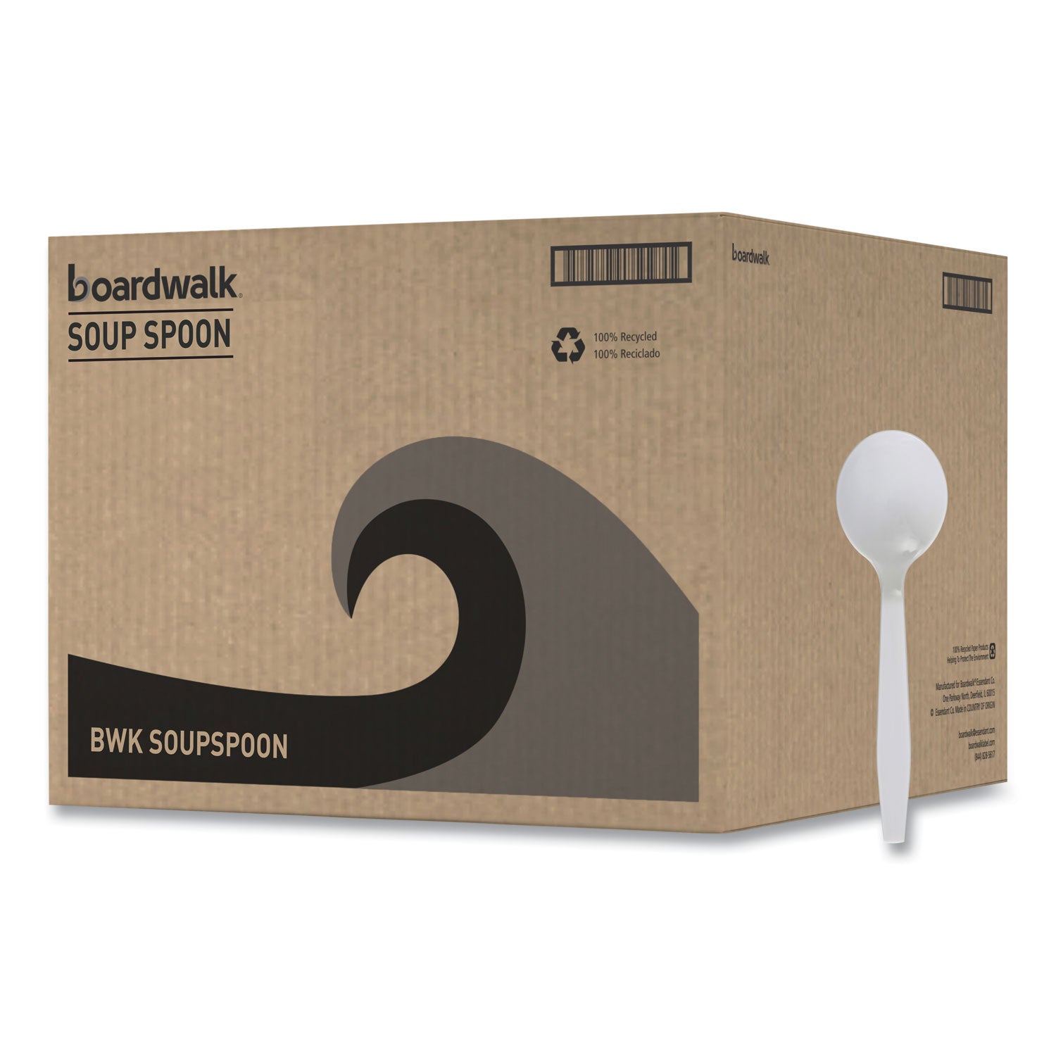 Mediumweight Polystyrene Cutlery, Soup Spoon, White, 1,000/Carton - 